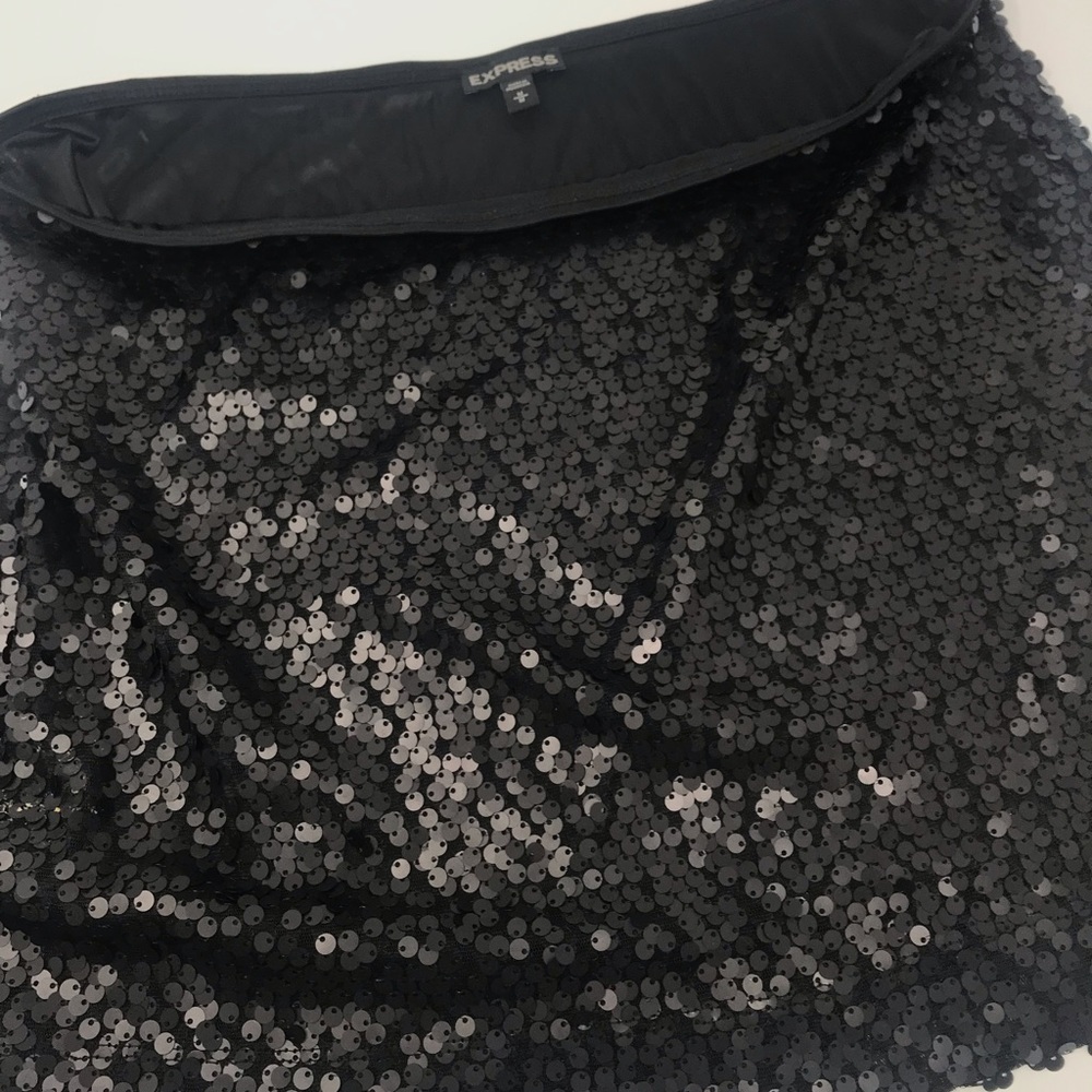 Express Black Sequin Mini Skirt